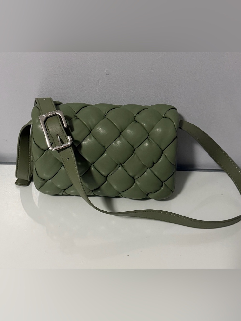 JW PEI Olive Woven Padded Crossbody Bag